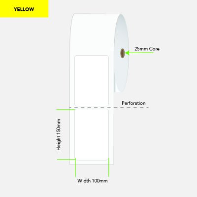 100x150 Yellow Direct Thermal Shipping Labels 400/roll - 6 Rolls