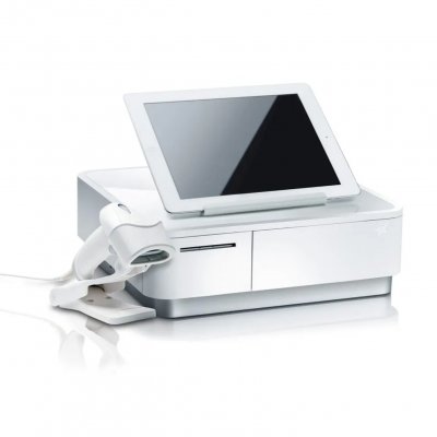 Star mPOP Cash Drawer With Barcode Scanner White